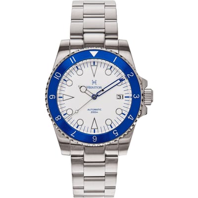 Heritor Automatic Luciano armbandhorloge met datum - blauw/wit