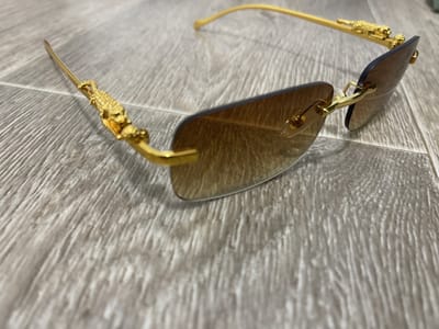 Randloze Zonnebril / mannen bril / zomerbril/ bril/ brillen mode / mannen /dames bril / heren / heren zonnebril / zonnebril zonder rand / zomer bril / vakantie bril / mannen/vrouwen accessoires/ bruine bril / randloze bril /goude p /dames bril /zomer
