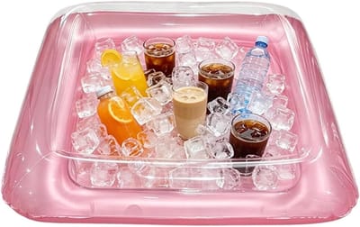 Opblaasbare Serveerbar - Drijvend Dienblad - Drankjes Koel Houden - Versterkte PVC Structuur - 60 x 60 cm - Wit