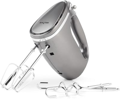 Elektrische Handmixer met Kloppers en Deeghaken - 5 Snelheden & Turbofunctie - Voor het Mixen, Kloppen, en Mengen van Voedsel - Grijs