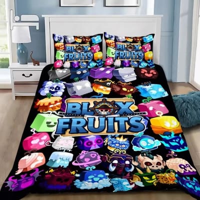 3D Game Beddengoed Set B-Blox F-Fruits Cartoon Dekbedovertrek Set Zacht Huidvriendelijk Eenpersoons Tweepersoons Kingsize Voor Kinderen Hometextiel 2pcsEuSingle 135x200