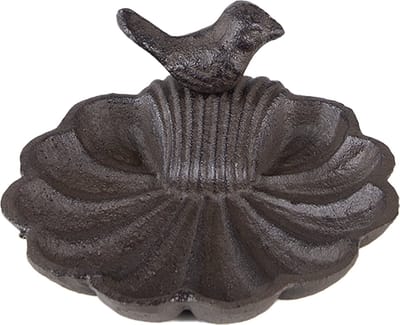 Clayre & Eef Vogelvoederbak Schelp Ø 14x5 cm Bruin IJzer