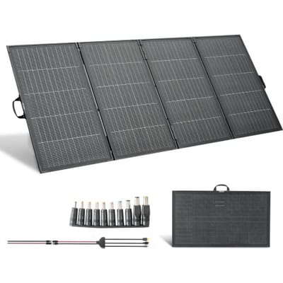 VEVOR Opvouwbaar Zonnepaneel 400w, 16bb N-Type Monokristallijne Zonnemodule met Frame, 24% Rendement, Ip67, Zonneoplader met Mc4-Uitgang en 10-In-1 Dc-Adapter voor Powerstations en Kamperen
