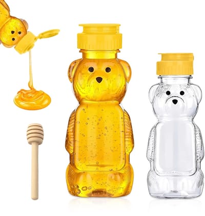 Dailygoods- Honingdispenser Lekvrij Ontwerp - Siroopdispenser - Honingglas - Knijpfles - Transparant - Inclusief Roerstaaf