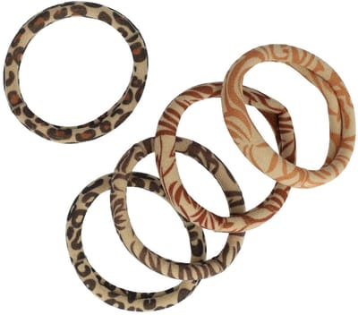 Haarsoires Haarelastieken Basic - Endless - Dierenprint - Bruin Beige - Set van 5 - Eenvoudige Haar Elastieken voor Dagelijks Gebruik