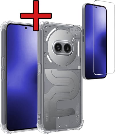 Hoesje - Met Screenprotector - Geschikt voor Nothing Phone (2a) - Sterk & Shockproof - Back Cover - Siliconen Case - Telefoon Hoes - Shock Proof - Telefoonhoes - Transparant