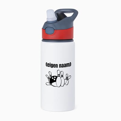 Hacebo® - bowlen kegels met eigen naam waterfles met rietje rood - Bowlen - ieman die graag bowlt - sport - kegel - bal - verjaardag cadeau - kado - water fles - 650ML