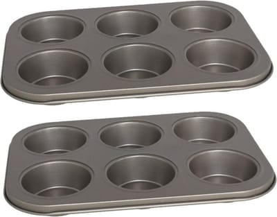 Gerim - 2x Muffins/cupcakes bakvorm/blik voor 6x stuks 26 x 18 cm