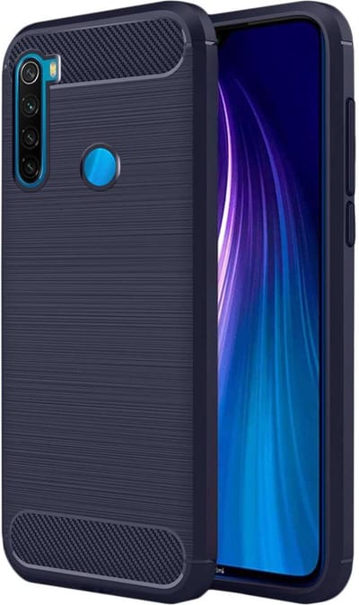 ebestStar - Hoes geschikt voor Xiaomi Redmi Note 8T, TPU Bescherming Cover, Koolstof Design Hoesje, Donkerblauw