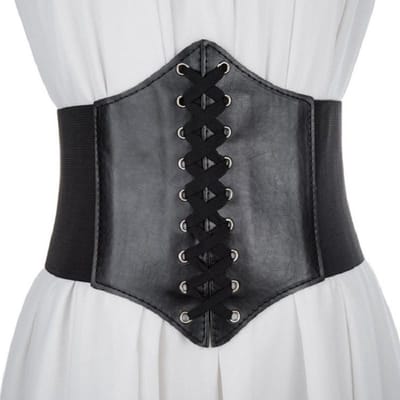 Brede Korset Taille Riem | Zwart | Elastische Dames Riem