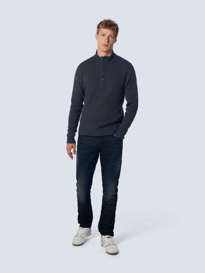 Pullover halve rits + knoop Multi gekleurd jacquard