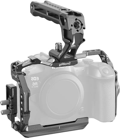 Camera Case Set voor Canon R6 Mark II, Volledige Cage met Bovenhandvat, Kabelklem, Koude Schoenen en Nato Rails -5197