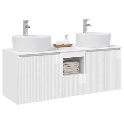 vidaXL - Badkamerkast - set - 3 - st - Hoogglans - Wit - 49,5 - x - 44,5 - x - 65 - cm