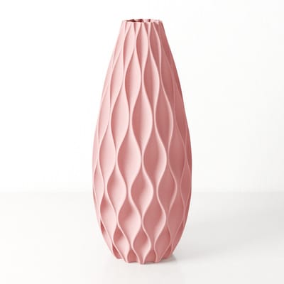 Fleuriek - Grote Vaas - Roze - H50 cm - Vaas voor zijdebloemen - Luxe vaas gemaakt van duurzaam kunststof - Unieke decoratieve vaas met patroon