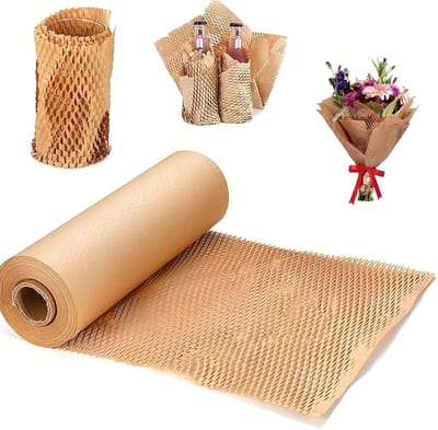 Duurzaam Honingraat Papier voor Verpakking, 30cm x 30M, Vervanging voor Noppenfolie, Vulmateriaal en Kussens voor Bescherming tijdens Verzending