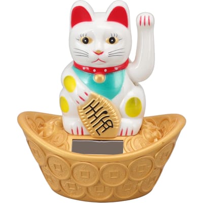Chat Agitant à Énergie Solaire Bonne Chance Richesse Accueillant Chat Porte-Bonheur Chanceux Maison Pièce Bureau Bureau blanc