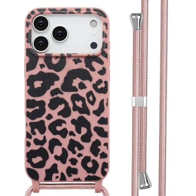 imoshion Hoesje - Geschikt voor Apple iPhone 17 Pro Max - Siliconen design hoesje met koord - Animal Pink