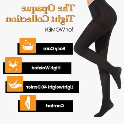 3-Pack Zwarte Opaque Panty’s voor Meisjes en Vrouwen, 120 Denier, Hoge Taille, Zacht en Comfortabel voor School en Dagelijks Gebruik