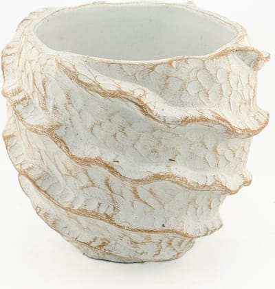 HomeBound by KY | Aardewerk bloempot sandstone striped | off white bloempot