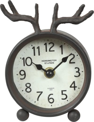 Countryfield Tafelklok Deer metaal L4,5B10,5H13,5CM wit/zwart
