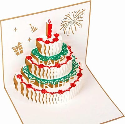 Pop up wenskaart verjaardagstaart Happy birthday