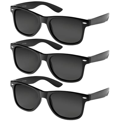 Fako Fashion - 3x Zonnebril Mat Zwart - Heren Zonnebril - Dames Zonnebril - Classic - UV400 - Zwarte Glazen - 3 Stuks