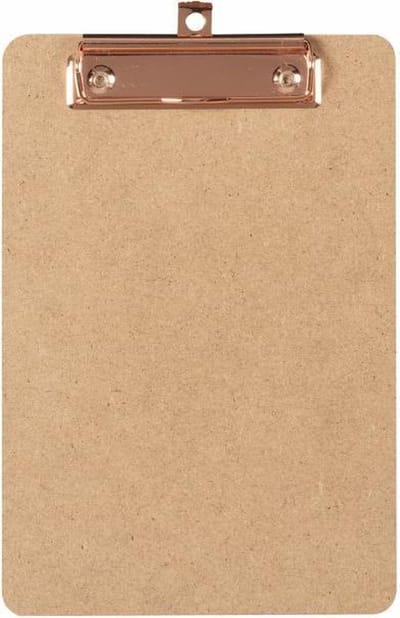 LPC  Klembord - clipboard - hout/mdf/hardboard - A5 -100 mm klem koper