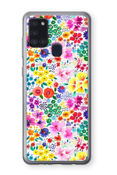 Case Company® - Hoesje geschikt voor Samsung Galaxy A21s hoesje - Little Flowers - Soft Cover Telefoonhoesje - Bescherming aan alle Kanten en Schermrand