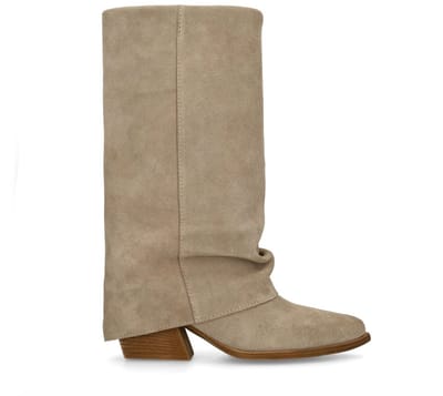 Sacha - Dames - Beige suède laarzen met flap - Maat 36