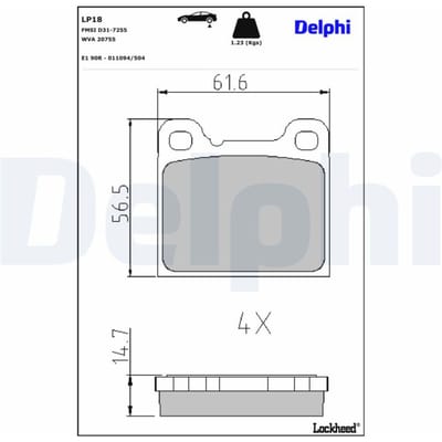 Remblokset DELPHI LP0018, achter