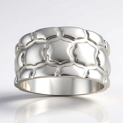 Cavill - Robuuste zilveren herenring - 925 Sterling Zilver met platinering - Geometrisch arabesken patroon - Stijlvolle moderne herensieraden