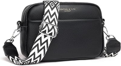 Stijlvolle Dames Crossbody Tas van Leer, Kleine Camera Wallet met Dikke Schouderband en Drievoudige Rits voor Dagelijks Gebruik