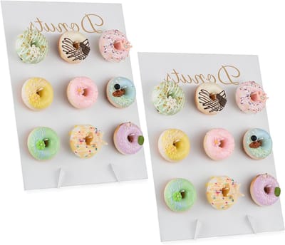 Donutstand van Hout voor Feestjes: Set van 2 Herbruikbare Displays voor Verjaardagen en Babyshowers