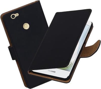 BestCases.nl Zwart Effen booktype hoesje voor Huawei Nova