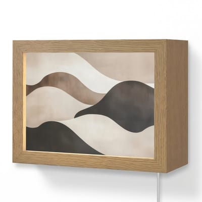 Wandlamp 20x15 cm - Oplaadbaar - Golven - Abstract - Beige - Wandlampen binnen woonkamer - Slaapkamer lamp met kabel - Decoratieve nachtlamp - Vloerlamp snoer