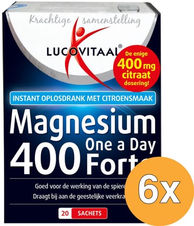 6x Lucovitaal Magnesium Citraat Poeder (20 sachets)