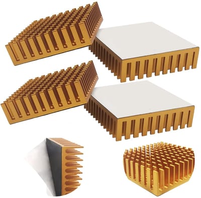 Allecto - Koellichaam - Aluminium koellichaam - Vermindert oververhitting - Goud - 3M-plakband - Geschikt voor computers en 3D-printers - Formaat 4...