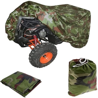 Voertuighoes - ATV-hoes - Regen- en zonbeschermingshoes - All-terrain voertuighoes voor buiten - Beschermhoes voor motorfietsen, campers en terreinwagens - Waterdicht en UV-bescherming - 210D camouflagestof - 210x120x115 cm