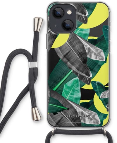 Case Company® - Hoesje met koord geschikt voor iPhone 13 mini hoesje met Koord - Fantasie jungle - Telefoonhoesje met Zwart Koord - Bescherming aan alle Kanten en Over de Schermrand