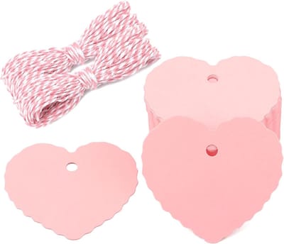 Hangtag - 100 Stuks - Kaarten - Papier - Kaartje - Bedankkaart - Wenskaarten - Cadeaulabels - Te gebruiken voor cadeaubonnen, zelfgemaakte bedankkaartjes, feestuitnodigingen - 6.6*5.6cm - Roze