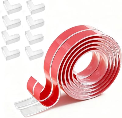 Veilige Hoek- en Randbeschermer van Silicoon, 15mm x 4m, Zelfklevende Anti-Collisie Strips voor Tafel, Muur en Meubels, Ideaal voor Baby- en Kindveiligheid met 8 Hoekbeschermers