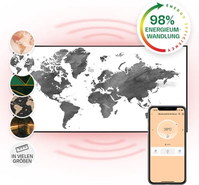 Klarstein Air Art Smart Infraroodverwarming, Infraroodverwarming met IoT/WiFi app-bediening, Openraamdetectie, Infraroodverwarming met thermostaat, CO2-vrije elektrische verwarming 700W
