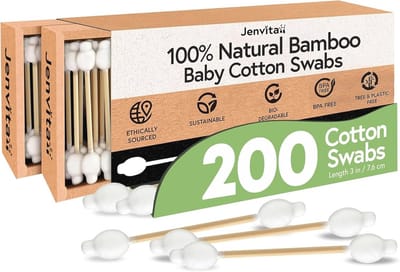 Bamboe Baby Wattenstaafjes – 200 Stuks Dubbelzijdige Veiligheidswattenstaafjes voor Oor- en Neuszorg
