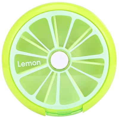 FruitBuddy Medicijndoosje 7 Dagen – Pillendoos Week – Medicatie & Vitaminen Organizer – Compact – Lemon Groen