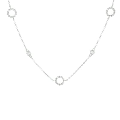 collier zirkonia 41 + 4 cm zilver gerhodineerd