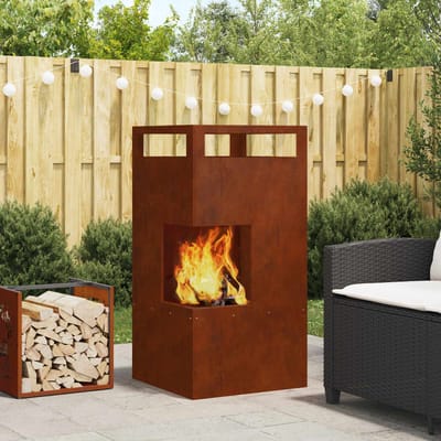 vidaXL - Vuurkom - Bruin - 50 - x - 50 - x - 100 - cm - weervast - staal