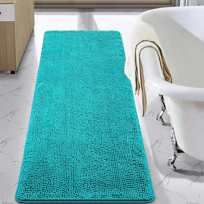 Badkamer Tapijt - Badmat Shaggy - Zacht Comfort - Ultra Absorberend - 24 x 60 Inch - Blauwgroen