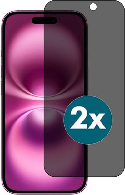 Privacy Screenprotectors Geschikt voor iPhone 16 screenprotector Privacy - 2 Stuks - Arara tempered glass van - gehard glas