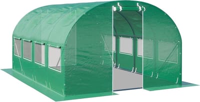 Folie Kas - Tunnelkas Tuinkas - Planten Kweken - Verstevigd Bodemframe - 3x4m - Groen