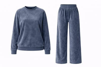 Huispak velours - grijs - 2 delig - maat S - velvet - broek met top